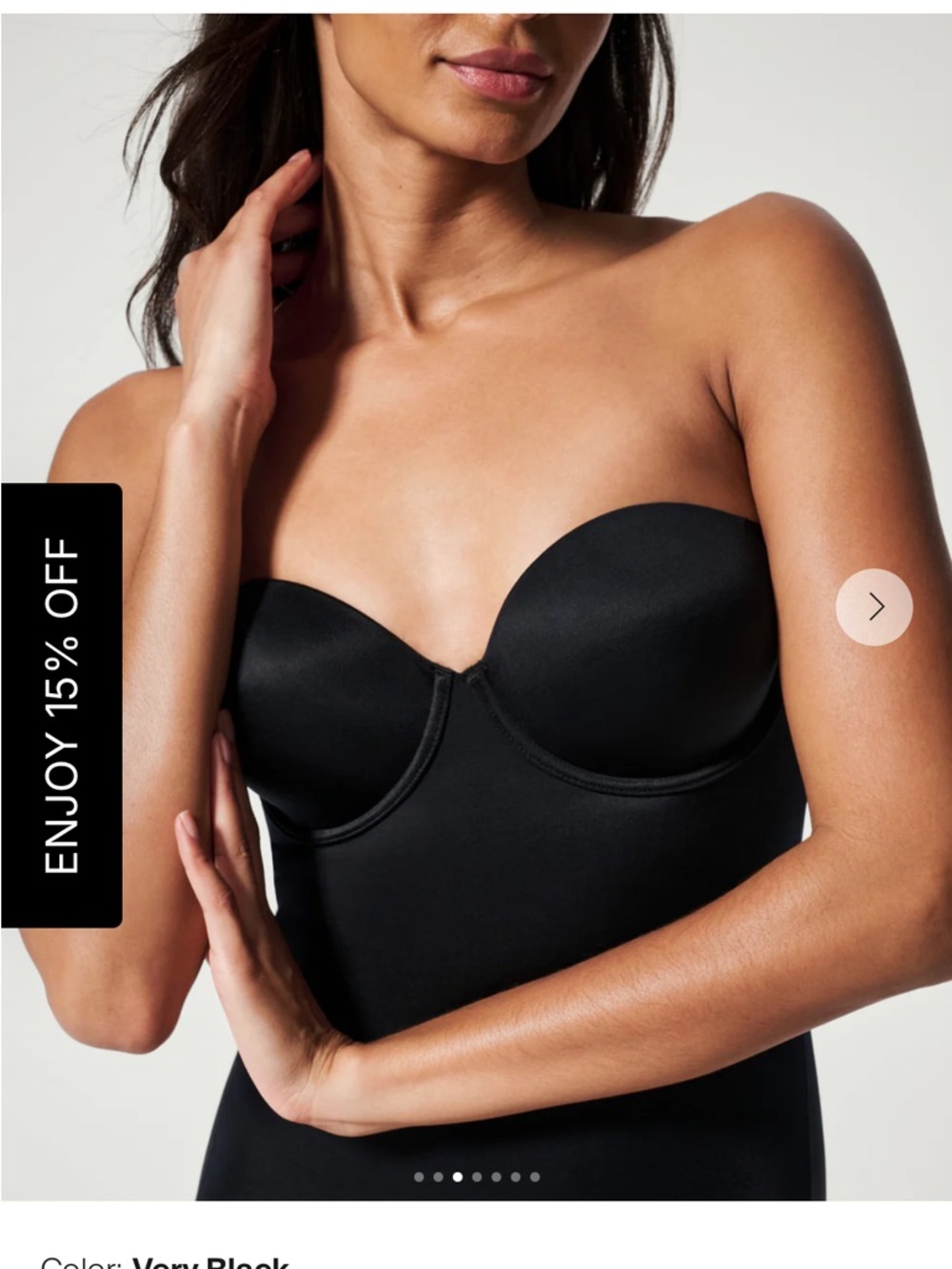 SPANX Black Underwire Shaping Bodysuit - Picture 3 of 6